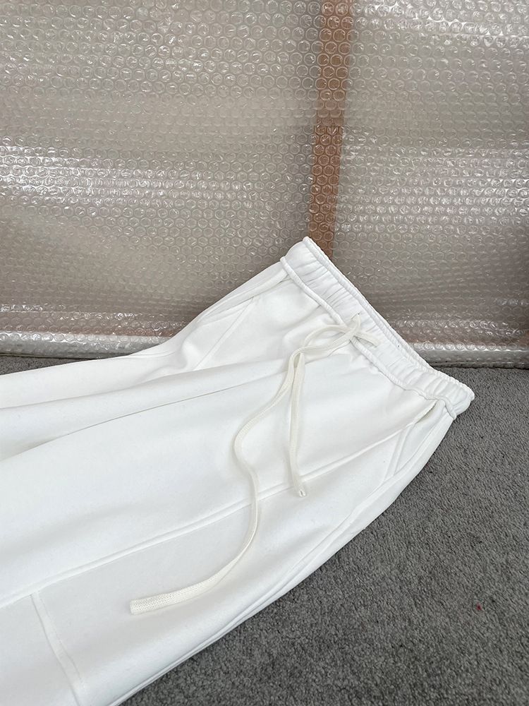 Pantaloni da jogging da donna con coulisse, foderati in pile e vita alta, vestibilità ampia, casual, in misto cotone (bianco, nero) Taglie S/M/L_voghion.com