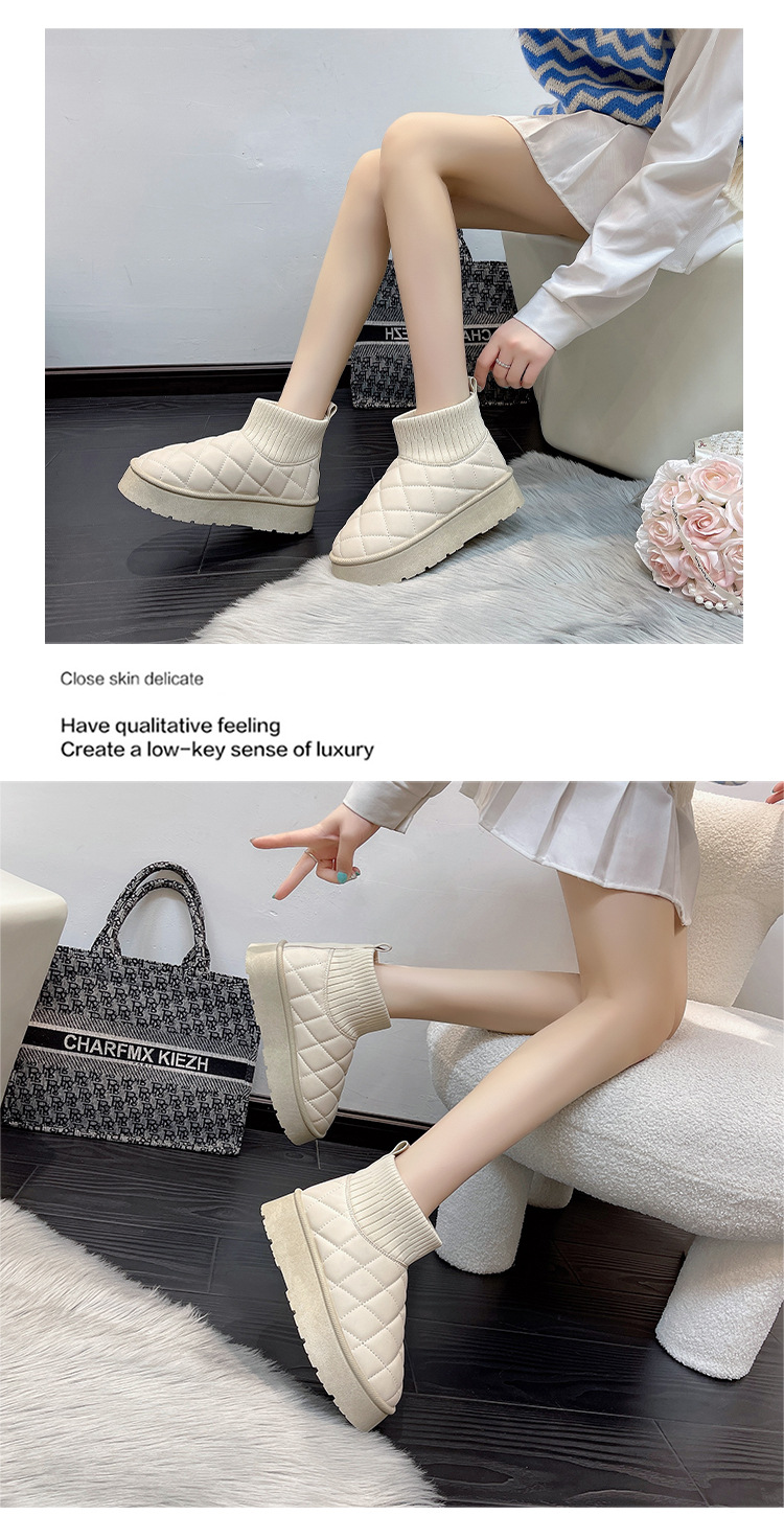 Snow Boots Women S Pineapple Shoes Socks Plus Velvet Thickened Cold Proof Autumn And Winter Cotton To Keep Warm_voghion.com