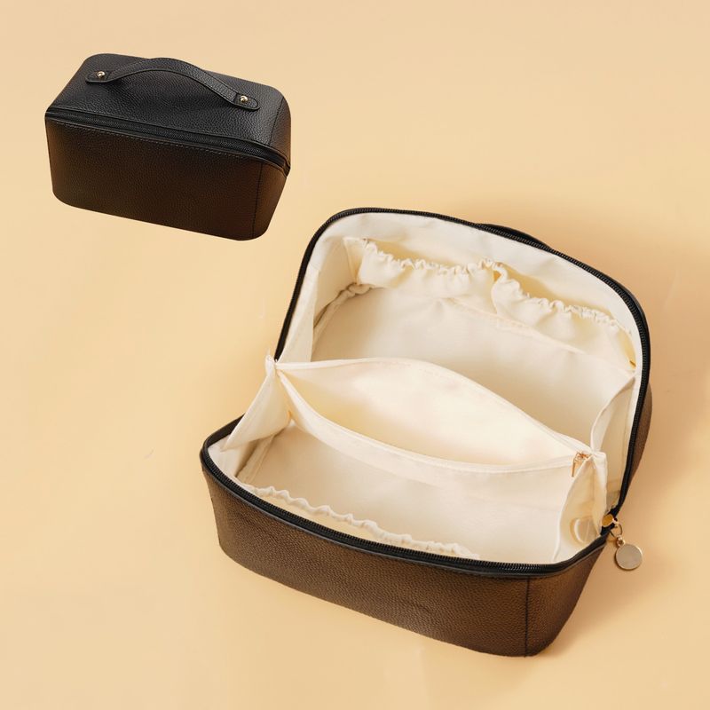 Berger Luggage Lychee Pattern PU Leather Pillow Bag Solid Color Large Capacity High Value Travel Cosmetic Bag Bag_voghion.com