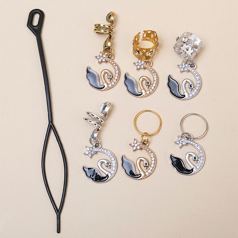 Cerchietto per capelli intrecciati, Ins - Anello per dreadlock punk alla moda, accessorio per capelli retrò, anello in metallo con treccia a forma di cigno, stile unico_voghion.com