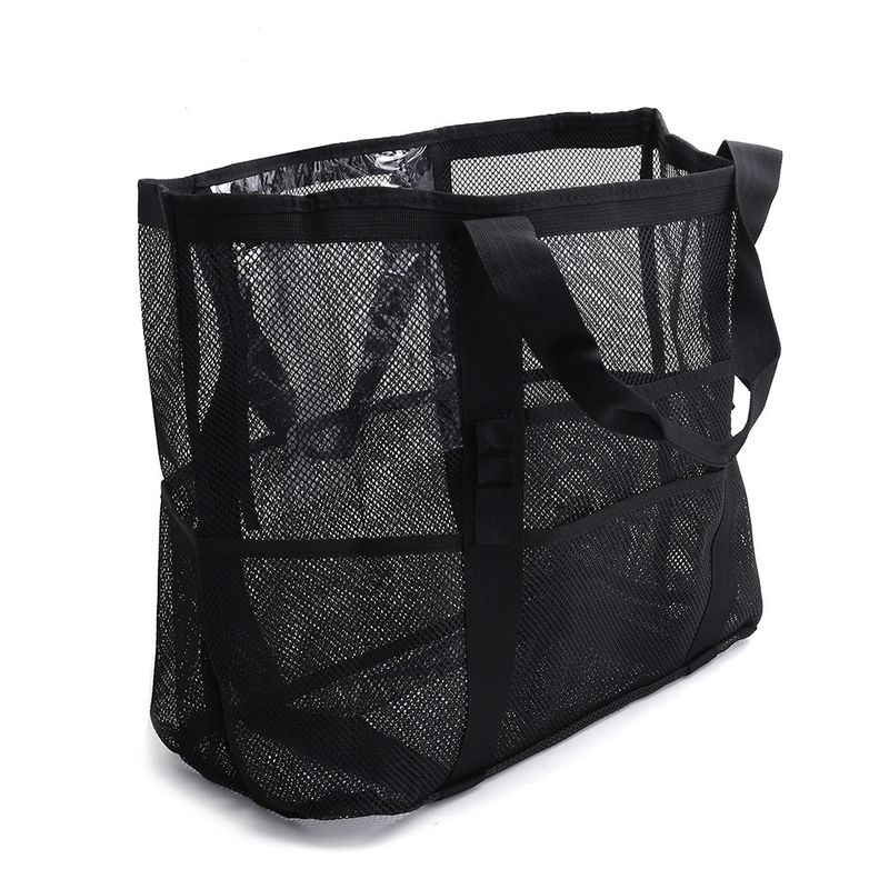 Borsa da spiaggia in rete Borsa da spiaggia con 8 tasche Borsa da bagno Borsa porta giocattoli Borsa cava in rete di grande capacità_voghion.com