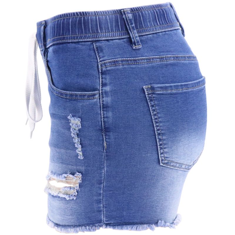 Jeans da donna aderenti, strappati, lavati, con coulisse elastica, a vita alta_voghion.com