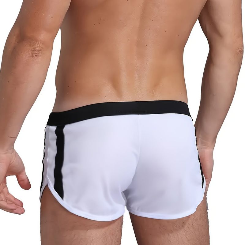 Lage zwembroek voor heren - Contrasterend kleurenontwerp en verstelbaar trekkoord (snel drogend en UPF 50+) - Strand- en zwembadkleding_voghion.com