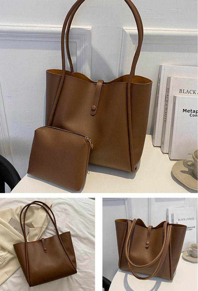 Koreanische Version einfarbige Muttertasche 2024 neue Damentasche einfache tragbare Tragetasche große Kapazität_voghion.com