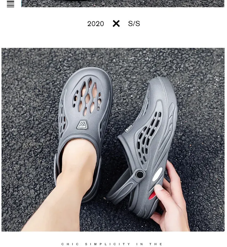 Sandali piatti da uomo, zoccoli estivi, pantofole da giardino in EVA, scarpe con plateau, sandali da spiaggia, coppia, interni, casa, morbidi, da bagno, 49_voghion.com