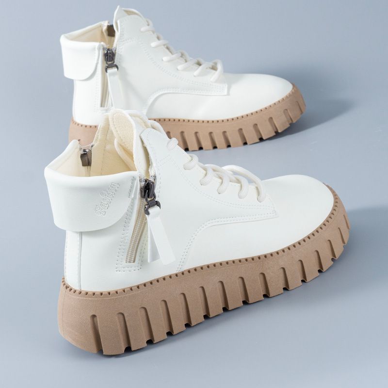 Bottes Martin montantes pour femmes, style coréen, printemps-automne 2024, polyvalentes, en cuir souple, à semelles souples et antidérapantes_voghion.com