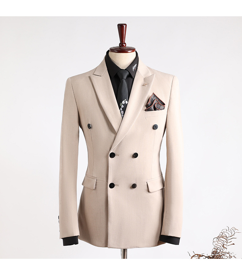 Herrenbekleidung Anzug Zweireihig Herren, Formelle Kleidung Business, Freizeit, Mode, Koreanische Version, Slim Fit, Große Größe, Bankett, Hochzeit, Klein_voghion.com