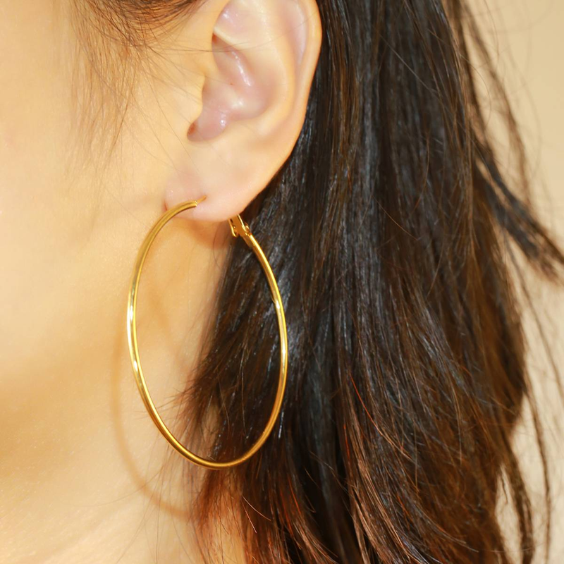 Brincos grandes exagerados de aço inoxidável simples e simples para mulheres, brincos personalizados clássicos e modernos, brincos retrô e sofisticados_voghion.com