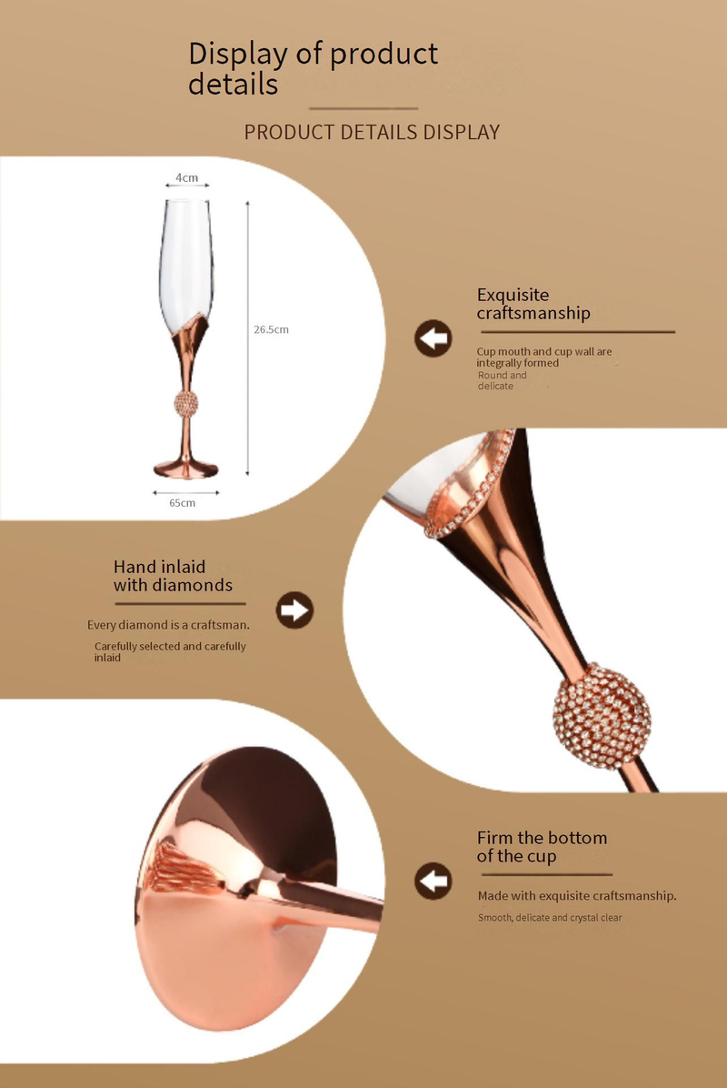 Küche, Esszimmer & Bar Dreifarbige Champagnergläser für Hochzeiten mit Diamantbesatz, Kelche mit Diamantbesatz, luxuriöse Champagnergläser für Partyhochzeiten_voghion.com