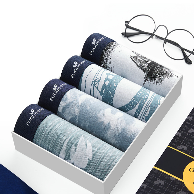 Herrenunterwäsche aus reiner Baumwolle, bedruckt, atmungsaktive Boxershorts_voghion.com