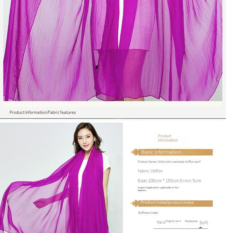 Sciarpa estiva oversize - Scialle da spiaggia in chiffon color puro con texture stropicciata, leggero ed elegante per le donne_voghion.com