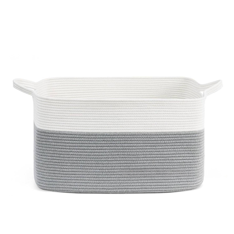 Cesta de almacenamiento de cuerda de algodón tejida a mano: organizador multiusos para ropa, juguetes y artículos del hogar._voghion.com