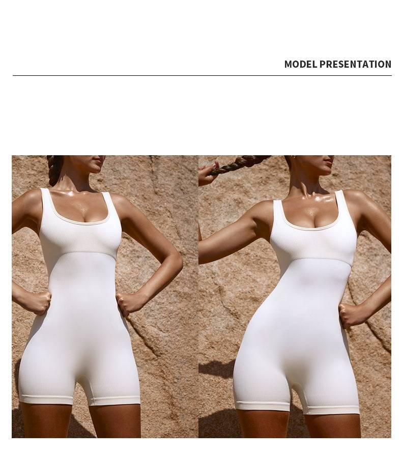 Seamless Cross-Back Yoga Bodysuit – High-Waisted Tummy Control Workout Top With Quick-Dry & Stretchy Fabric For Women_voghion.com