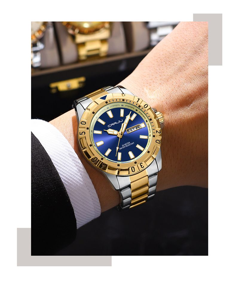 Men's Waterproof Quartz Watch With Large Dial, Date Display, And Business Style, Alloy Case, Mineral Glass, 30M Water Resistance_voghion.com