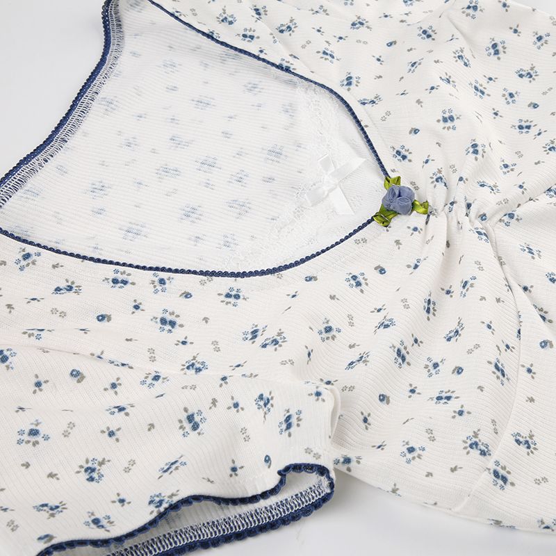 waarme Verkaf IAMSURE Séiss léif Spitzenbezuch Blummen T-Shirt Sexy Schlank Patchwork Quadratkragen Kuerzärm T-Shirts Fraen 2024 Summer_voghion.com