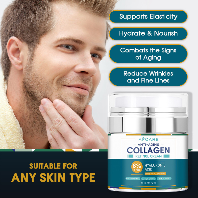 Creme facial nutritivo e reparador para homens, creme facial com retinol para clareamento de rugas, creme hidratante_voghion.com