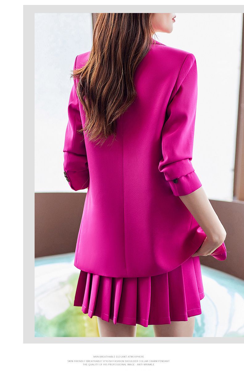 Blazer Feminino da Moda – Ajuste Grande Primavera/Outono (P-4XL, Poliéster Antirrugas, Jaqueta Versátil para Escritório e Casual, Opções de Calça/Saia Combinando)_voghion.com
