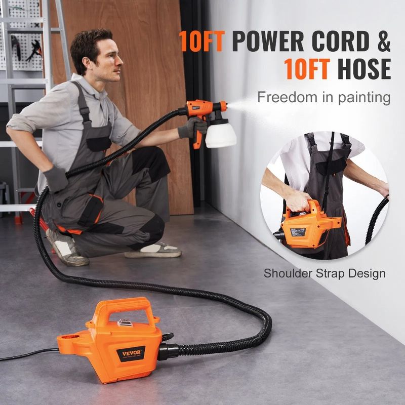 Pistola a spruzzo 10 piedi Ugelli spruzzatore Contenitore 1300 ml Tubo flessibile HVLP 4 vernice Vernice 500 W con pistola ad aria Modelli elettrici e 3 spruzzi_voghion.com