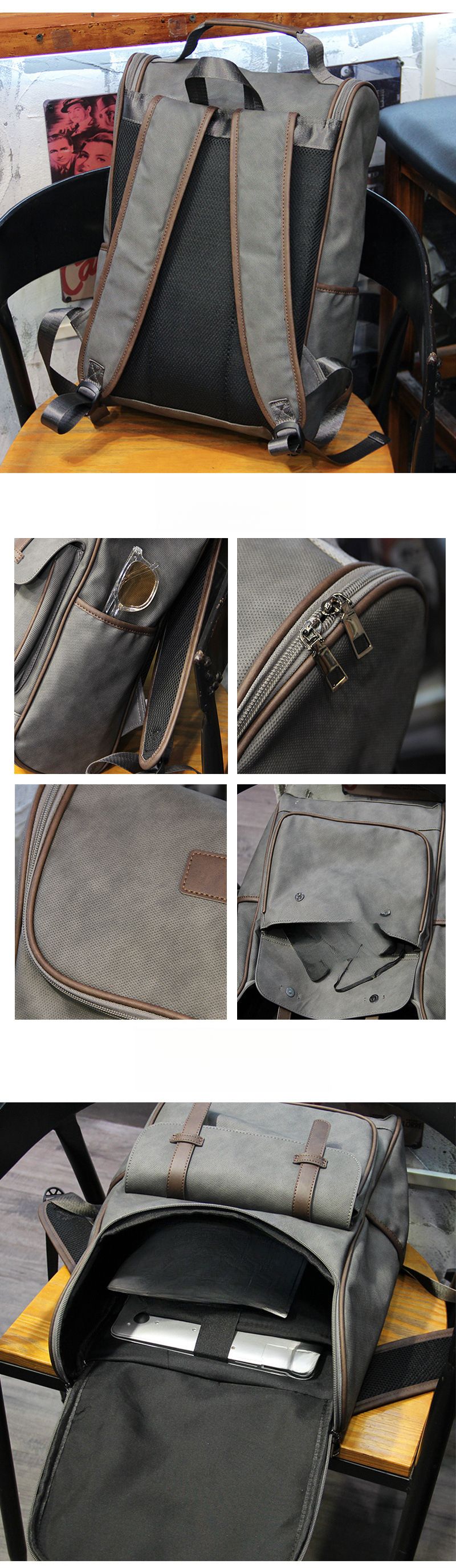 Korean Version Of The Street Fashion Men's Leather Large-capacity Leisure Backpack_voghion.com