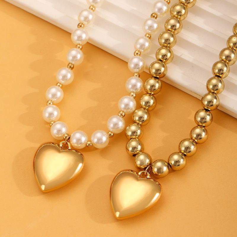 Collana con perline rotonde esagerate in stile punk europeo e americano, collana personalizzata a forma di amore rimovibile con nicchia temperamento_voghion.com