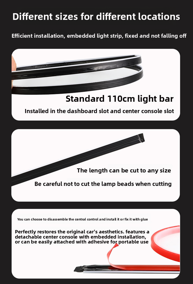 Lumière LED décorative d'ambiance colorée et fluide en acrylique pour intérieur de voiture, commande centrale USB_voghion.com