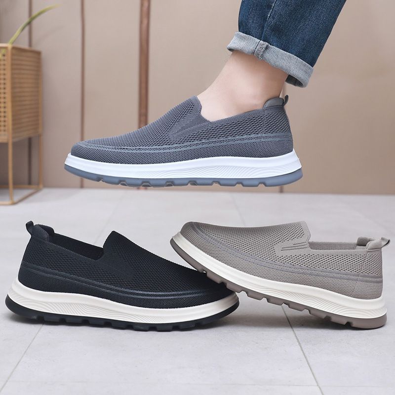 Unbeatable Quality Spring And Autumn New Casual Men's Cloth Breathable Fly Weaving Old Beijing Flat Heel Sneakers Lazy Single Shoes_voghion.com
