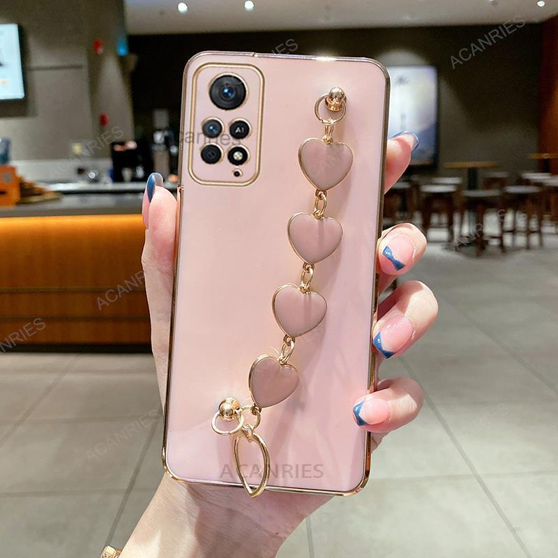 Luxe plating liefdeshart armband kettinghoes voor Xiaomi Redmi Note 11 10 s Pro Plus 5G 2022 bandhoes op Note11 11s Nee_voghion.com