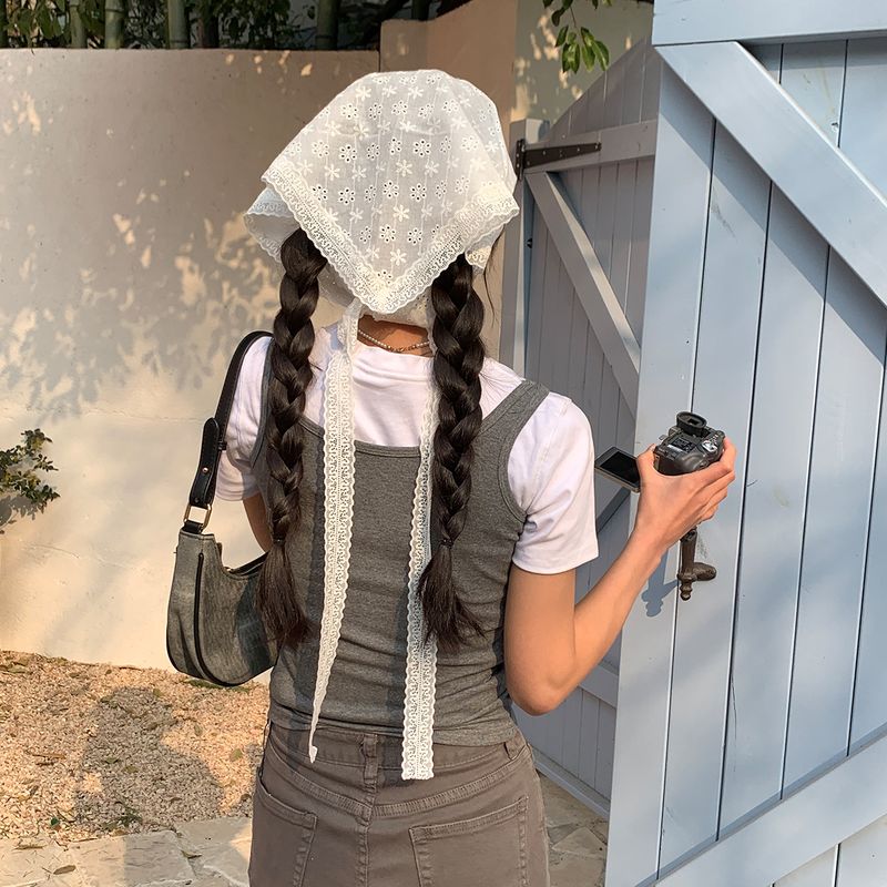 Neues französisches Spitzendreieck mit stylischer Verzierung für Frühling und Sommer, Stirnband, Bindetasche, Schwimmer, vielseitiger kleiner Schal_voghion.com