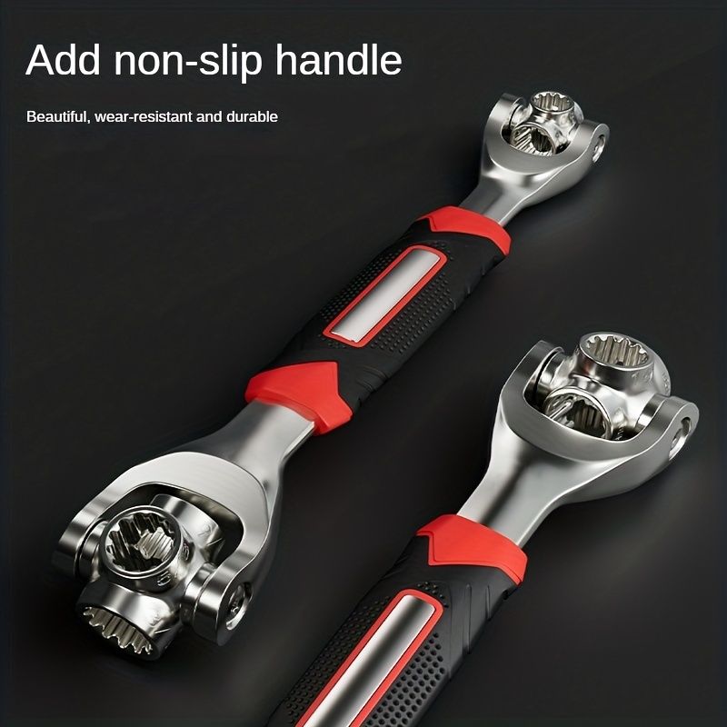 1pc 45# Steel Socket Wrench, 8-in-1 Multifunctional Box End Spanner, Non-Slip Grip Handle, Heavy-Duty CR-V Vanadium Forged Maintenance Tool_voghion.com
