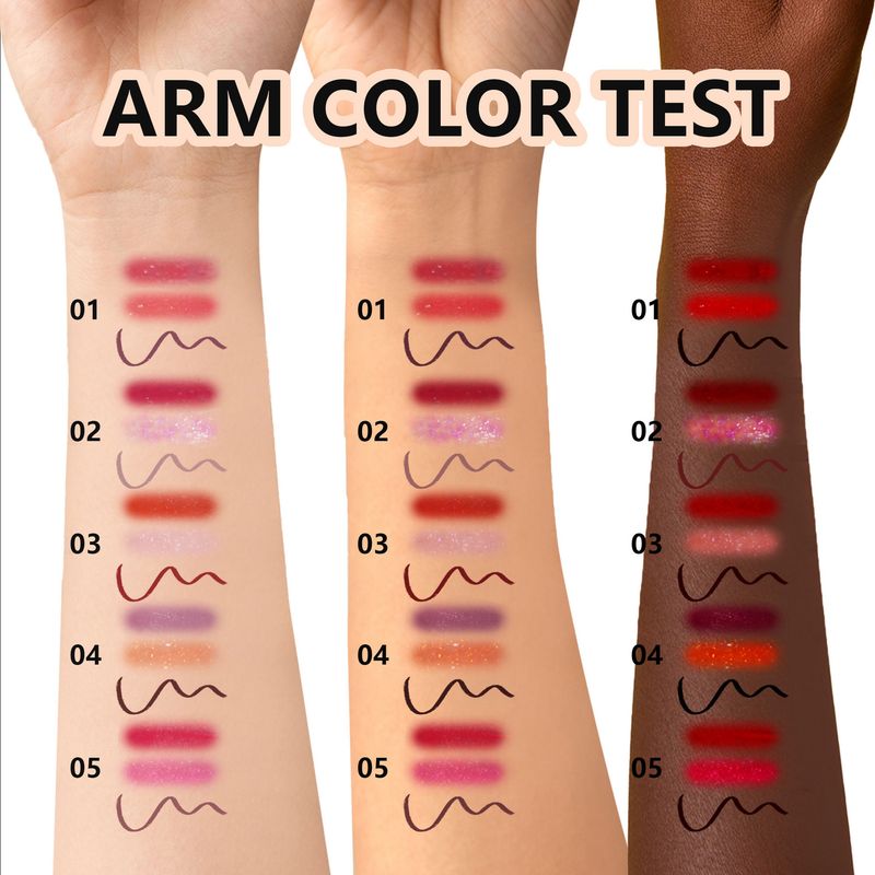 Lip Gloss Lipstick Set Pearlescent Lip Gloss Matte Waterproof Non Stick Lip Glaze Lip Liner_voghion.com