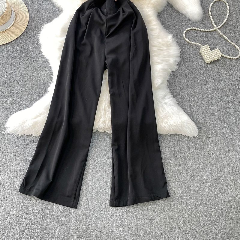 Women's Clothing Elegant Temperament Printed Splicing V Neck Short Sleeved Jumpsuit Waist Slimming Wide Leg Pants_voghion.com