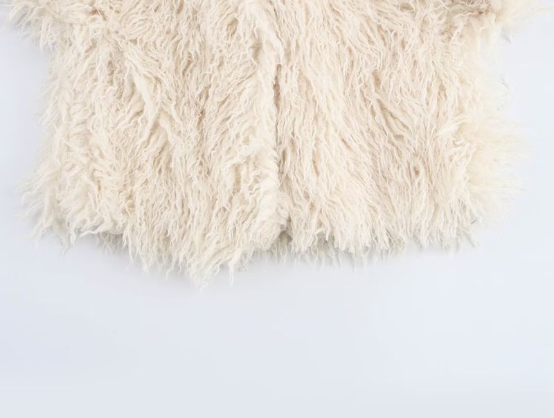 Damenbekleidung Luxus Kunstpelzmantel mit Reverskragen – Langärmlige Winterjacke in Cremeweiß für Damen (Streetwear & Elegante Styles)_voghion.com