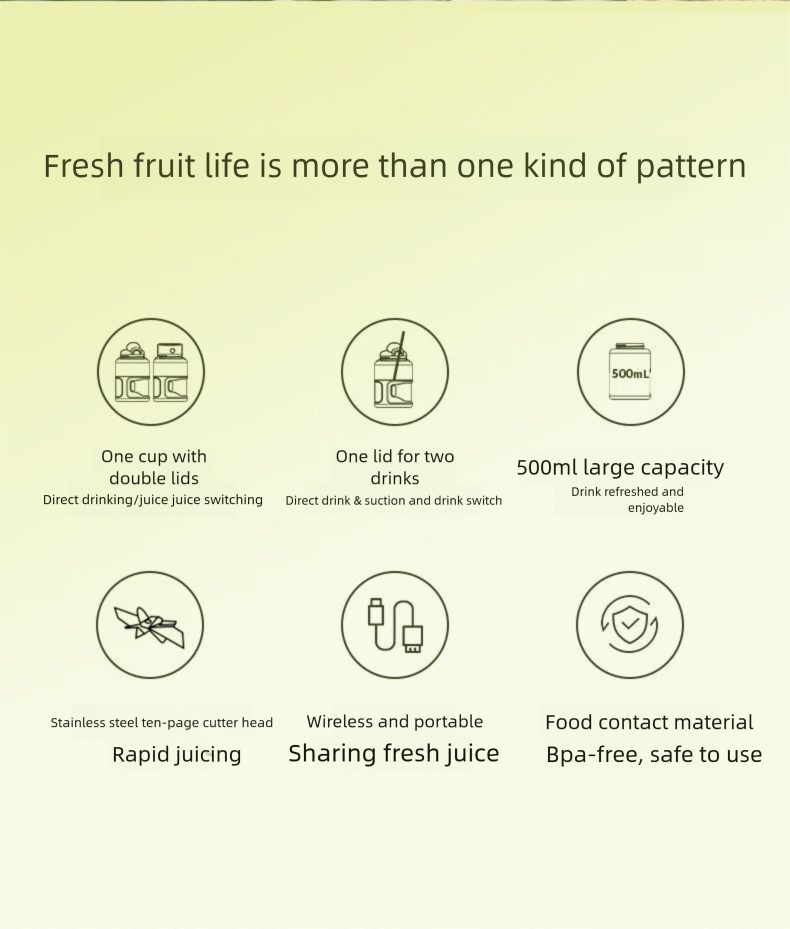 Nordic Volan Portable Small Household Multifunctional Wireless Fruit Juicer Cup Ton Bucket_voghion.com