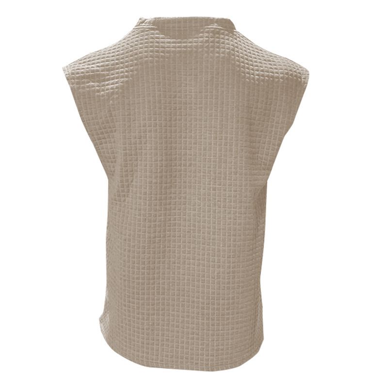 New Men's Sportswear Summer Leisure Suit Small Square Sleeveless Undershirt Shorts Suit_voghion.com