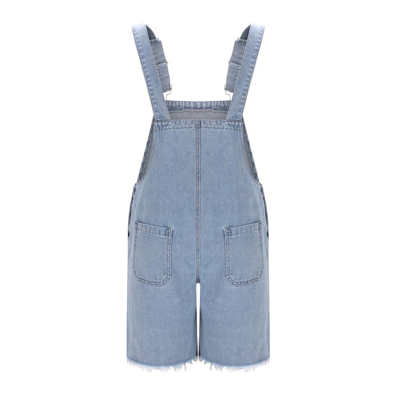 Ropa informal de moda para hombre: pantalones cortos vaqueros rotos con tirantes_voghion.com