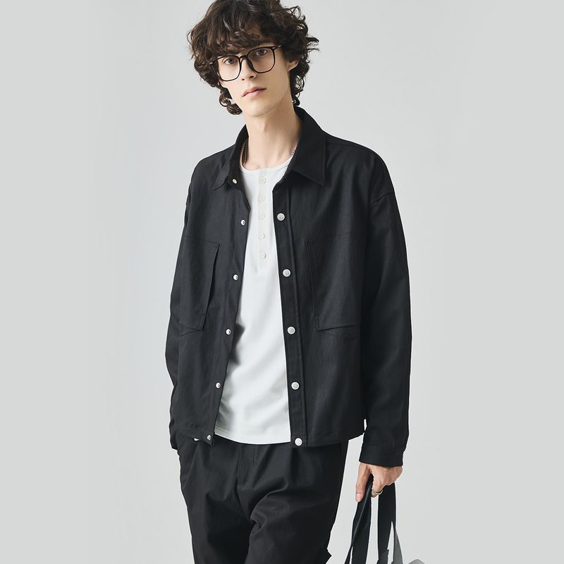 Abbigliamento APO | Giacca casual versatile con colletto rovesciato e ampia da uomo, collezione autunno 2025 American High Street_voghion.com