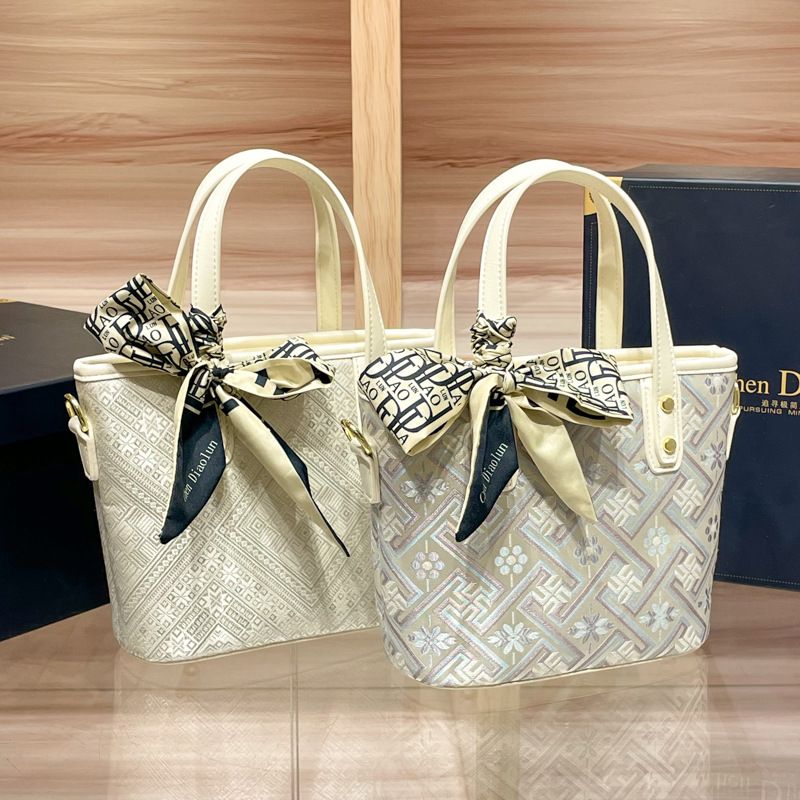 Patrimonio culturale immateriale Zhuang Broccato per donna 2025 Borsa a tracolla Secchiello Stile nazionale Donna Versatile Nicchia_voghion.com