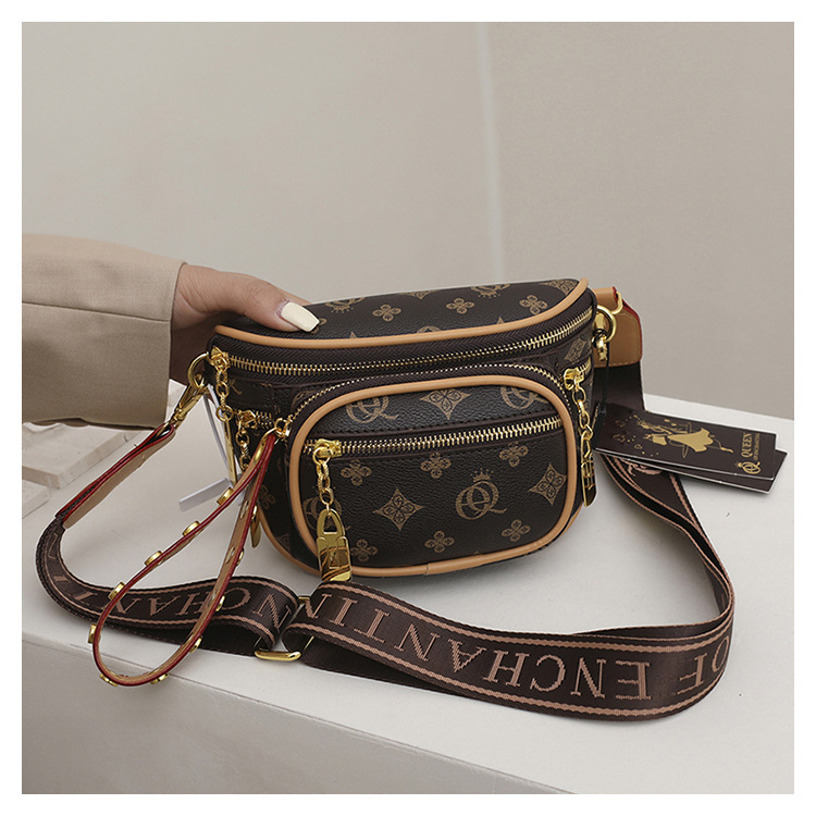 Designer Nisch Retro gedréckte Broschtbeutel fir Dammentasch, Taillebeutel fir Crossbody Fraen Casual Ënneraarmtasch, High-End_voghion.com