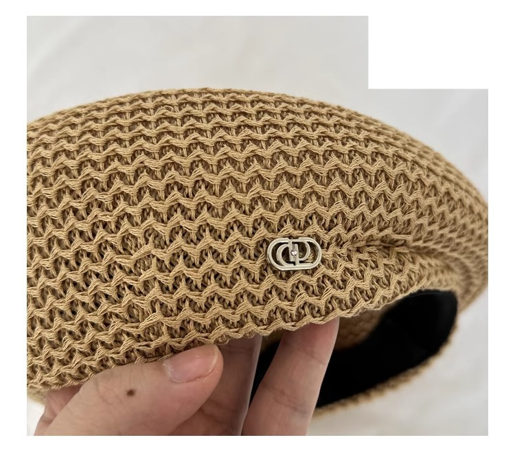 Unisex Solid color pleated styling Beret hat for women light breathable little Bud face painter hat_voghion.com