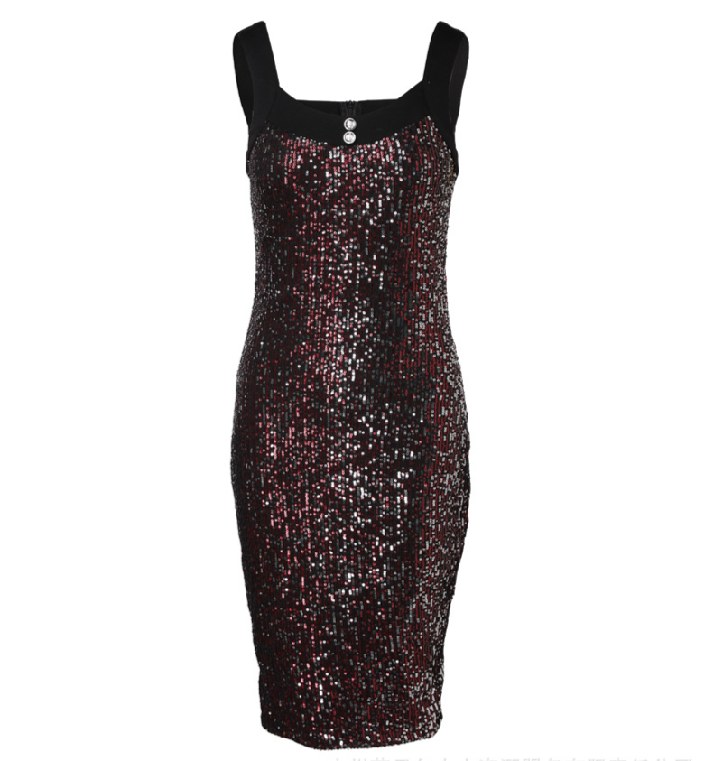 Abbigliamento donna ODS5341 serie nuovo stile scollo basso pied de poule abito attillato_voghion.com