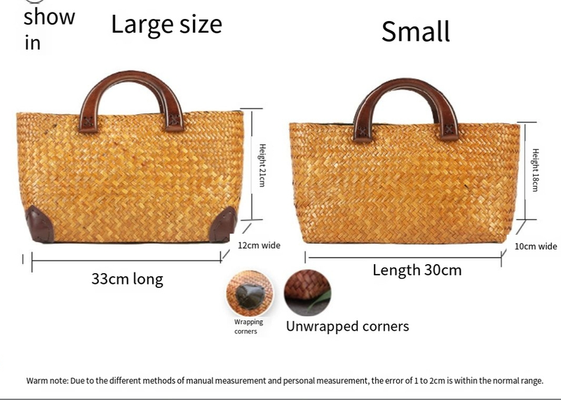 Borsa da donna in paglia intrecciata, borsa da viaggio in stile nazionale letterario, borsa da spiaggia con manico in legno, borsa in rattan_voghion.com