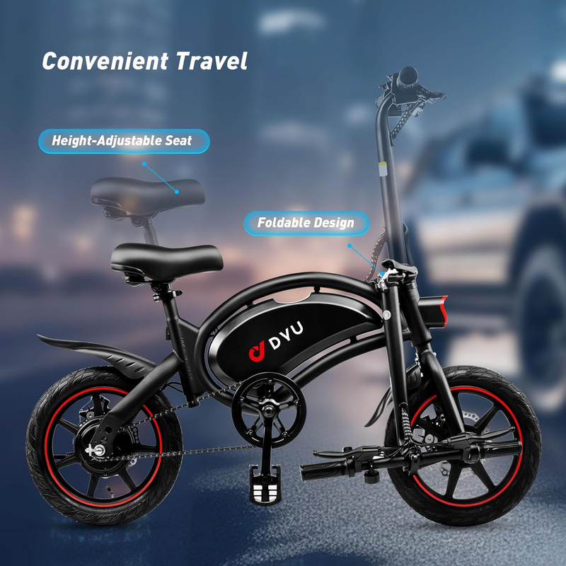 Bicicletă electrică DYU D3F pentru adulți, bicicletă electrică pliabilă de 14 inci, bicicletă electrică pentru navetiști cu motor de 250 W și baterie litiu-ion de 36 V 10 Ah_voghion.com