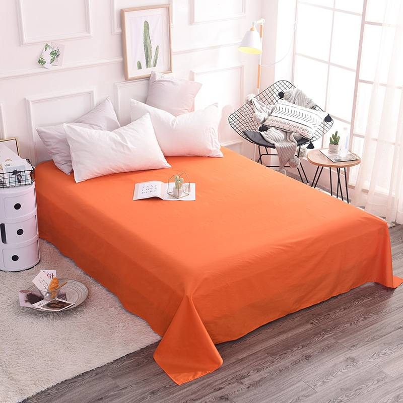 Drap de lit en pur coton de couleur unie, pièce unique, en coton peigné Jet, drap de lit simple et double en pur coton uni_voghion.com