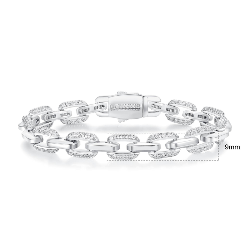 Women's & Men's Cuban Link Tennis Bracelet With Zirconia Inlay, 9mm Heavy Duty Design, Elegant & Durable Jewelry For Any Occasion_voghion.com