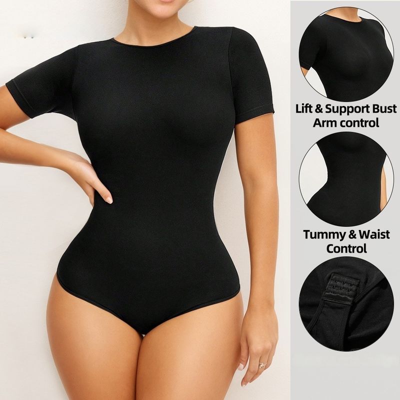 Seamless Body Shaping Bodysuit For Women, Slimming And Slimming, Plus Size Tummy Controlling Corset, Short Sleeved Sports Yoga Corset_voghion.com