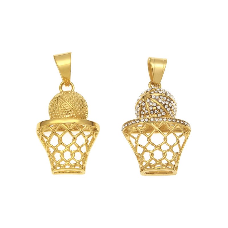Men's Jewelry Basketball Hoop Pendant Necklace Stainless Steel Cuban Chain Hip Hop Jewelry For Men Trendy Gift Idea Vacuum Plating Jewelry_voghion.com
