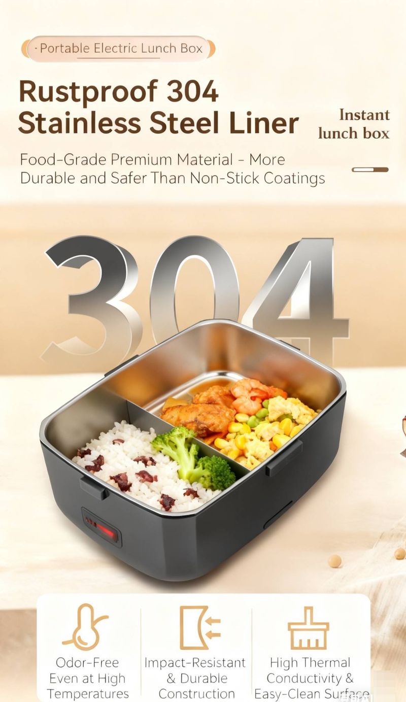 Boîte à lunch électrique portable - Fonction de chauffage et de cuisson à la vapeur, adaptée à un usage domestique et aux employés de bureau._voghion.com