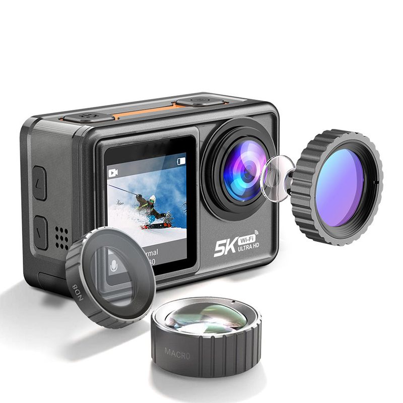 5K 30FPS EIS Video Optional Filter Lens 48MP Zoom 1080P Webcam Vlog WiFi Action Camera With Remote Control_voghion.com