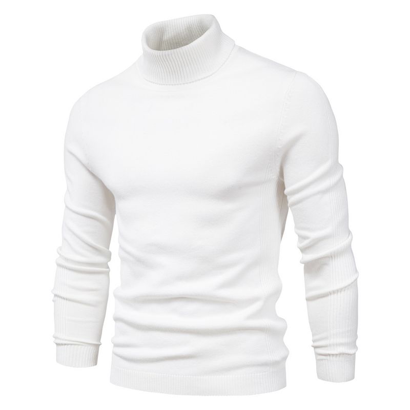 Herfst Winter Nieuwe Effen Kleur Pullover Hoge Hals Heren Casual Gebreide Trui_voghion.com