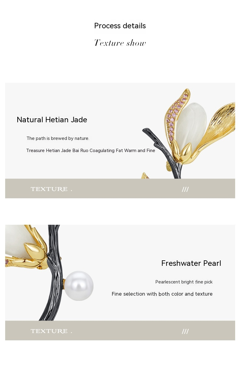 Spilla JAY Magnolia spilla di temperamento di lusso femminile di fascia alta spilla naturale Hotan Jade di fascia alta regalo_voghion.com